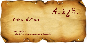 Anka Éva névjegykártya
